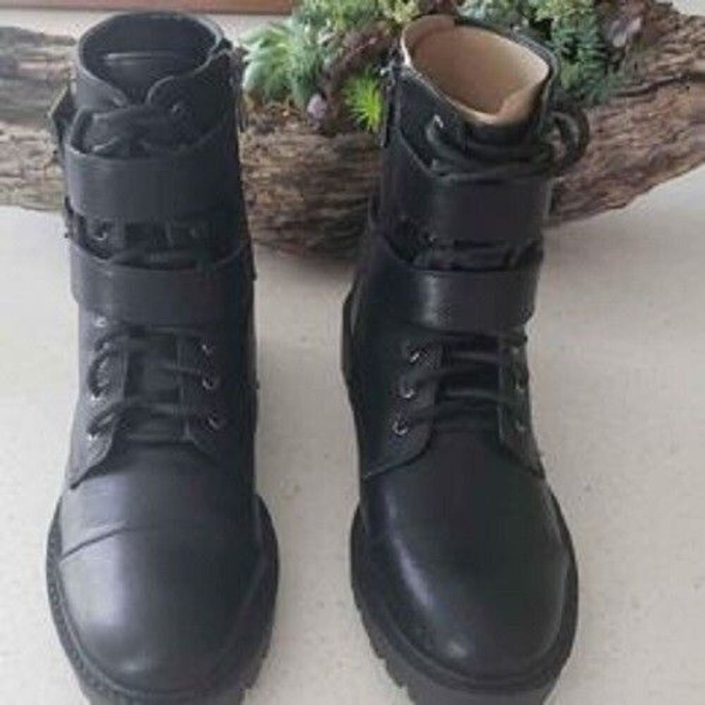 Jessica Simpson, JS-KERINA, Black Lace-Up Fashion Combat Boot - Black - Size 8M